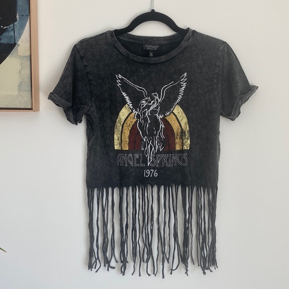 Topshop Tops - TopShop Angel Springs 1975 Fringe Tee size 4 NWT